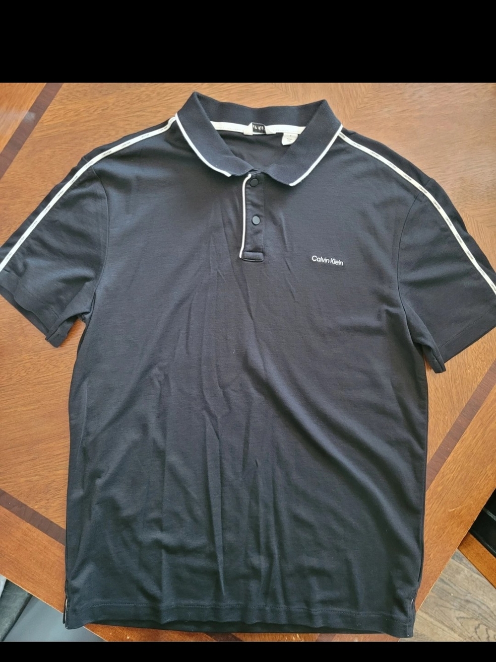 Calvin Klein Black Polo with White Piping